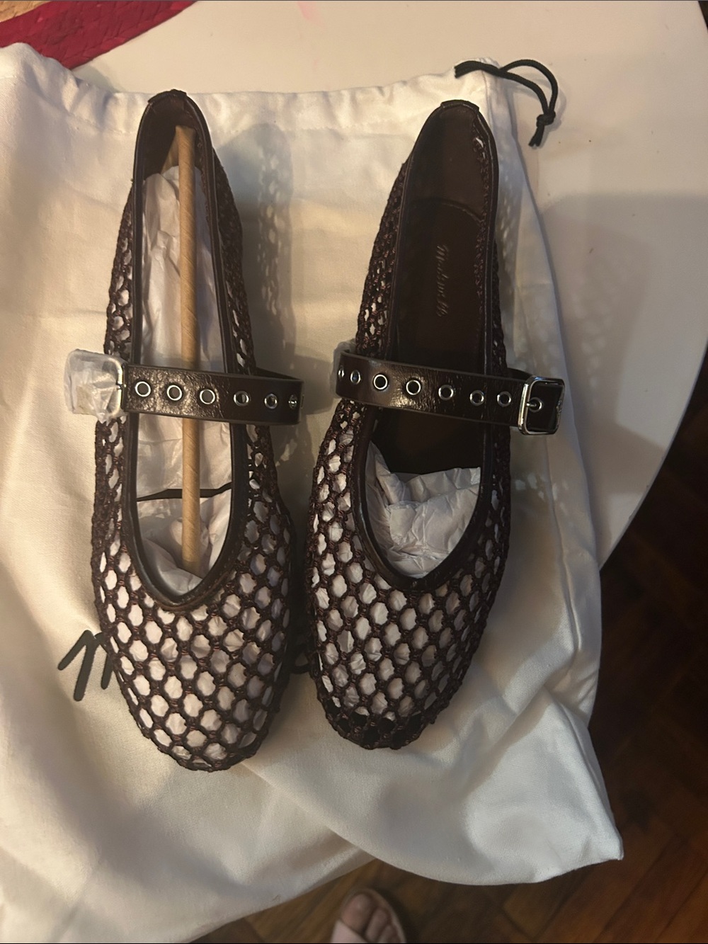 Madewell Dark Brown Mesh Mary Jane Flats with Buckle